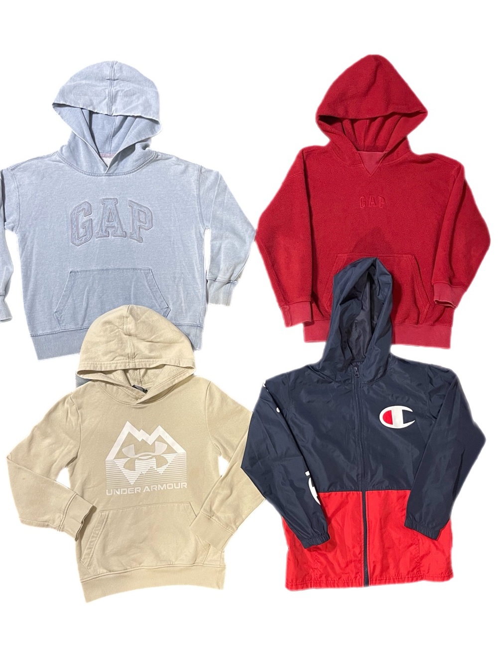 Bundle of FOUR Boys Hoodies - GAP, Champion, Under Armour